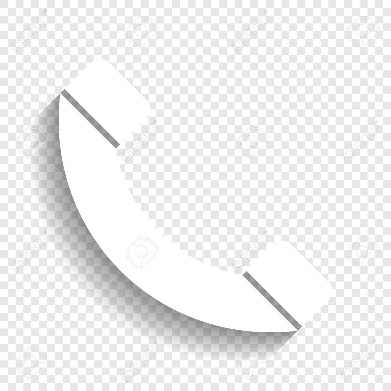 Phone sign illustration. Vector. White icon with soft shadow on transparent  background. | TRƯỜNG MẦM NON QUỐC TẾ KINDY CITY