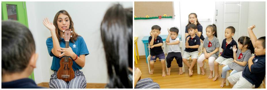 Các em đều giơ tay để được đặt câu hỏi với teacher Anna về những thắc mắc của mình