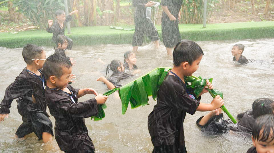 Kids having fun in the countryside