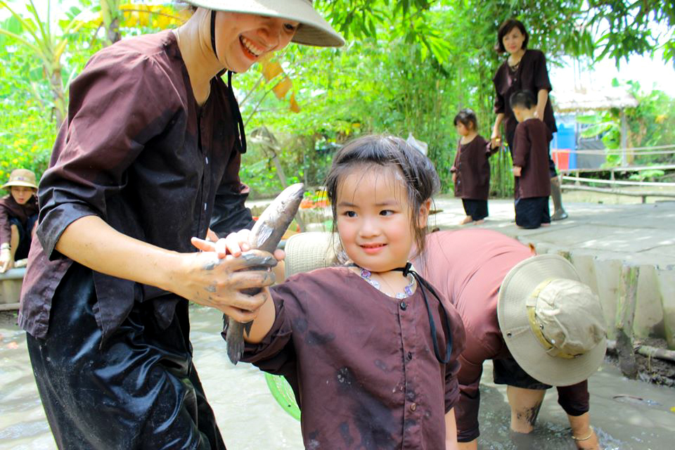 Kids having fun in the countryside